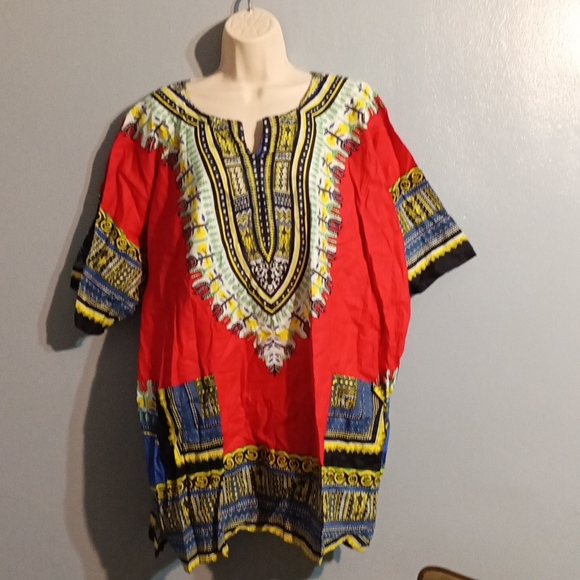Krishma overseas women's red dashiki blouse in a one size plus - Picture 3 of 17
